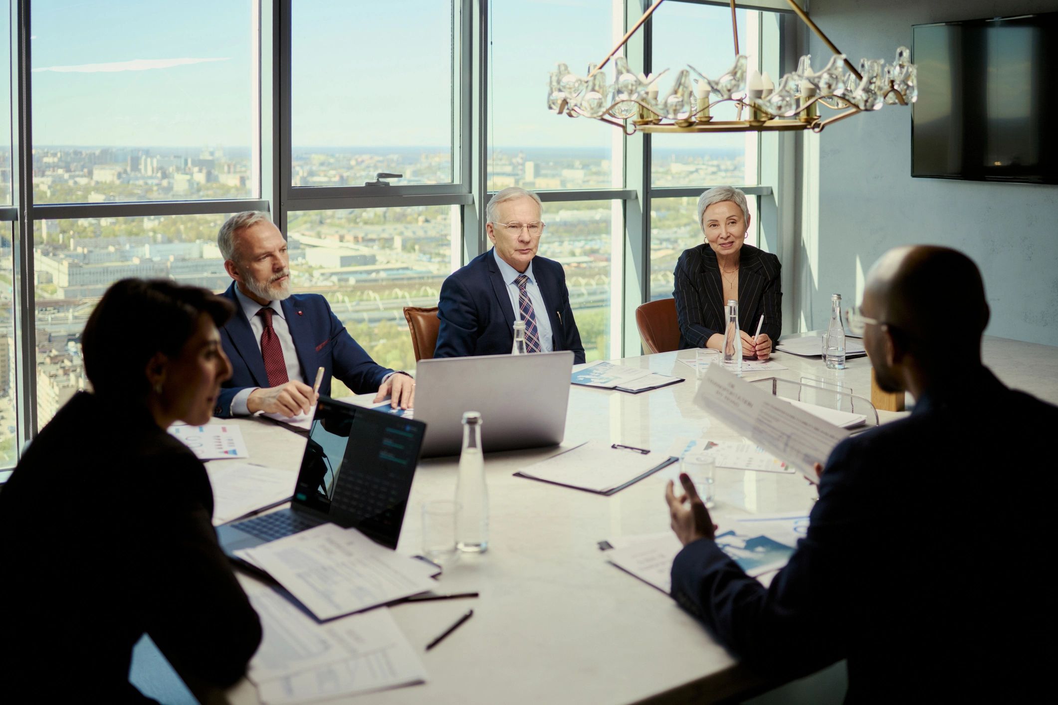 Business team meeting in a professional boardroom